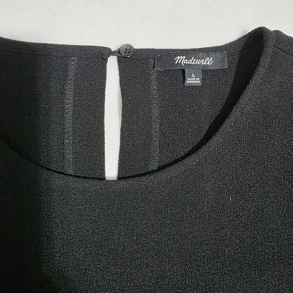 Madewell Flutter-Sleeve Mini Dress True Black Sz L - Picture 10 of 14